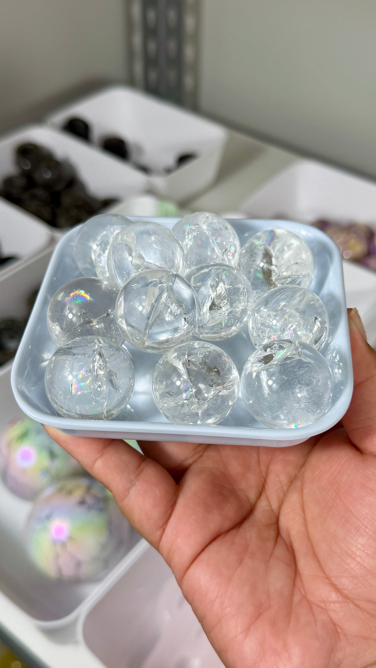 One (1) Gorgeous Clear Quartz Mini Sphere with Rainbows