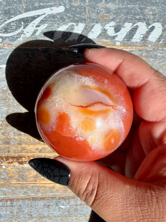 Gorgeous Druzy Carnelian Sphere | Opt 68