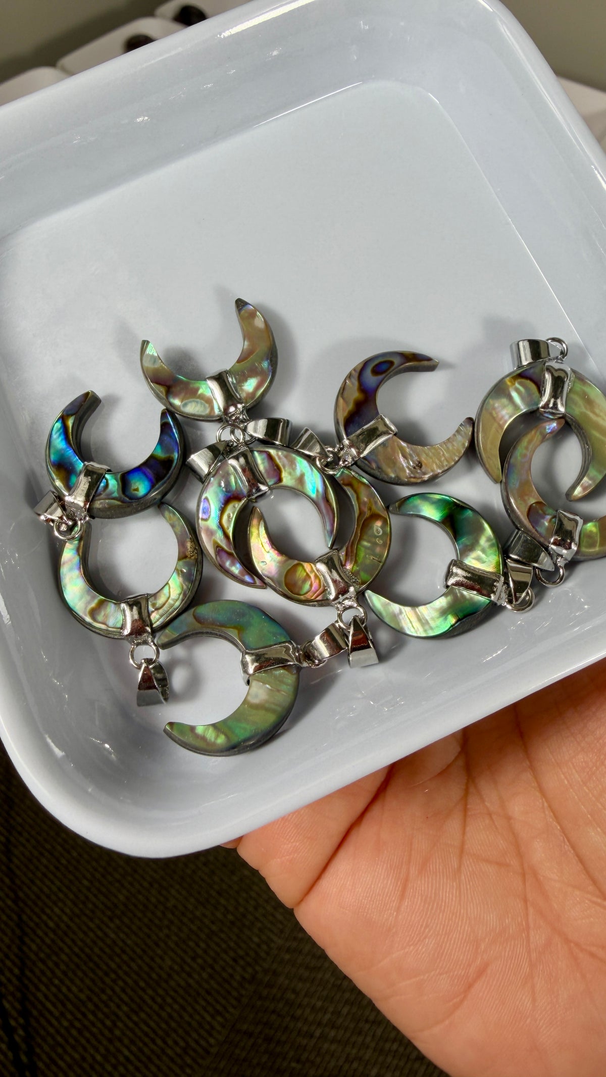 One (1) Abalone Shell Crescent Moon Pendant | Intuitively Chosen