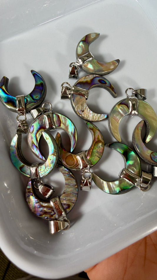 One (1) Abalone Shell Crescent Moon Pendant | Intuitively Chosen