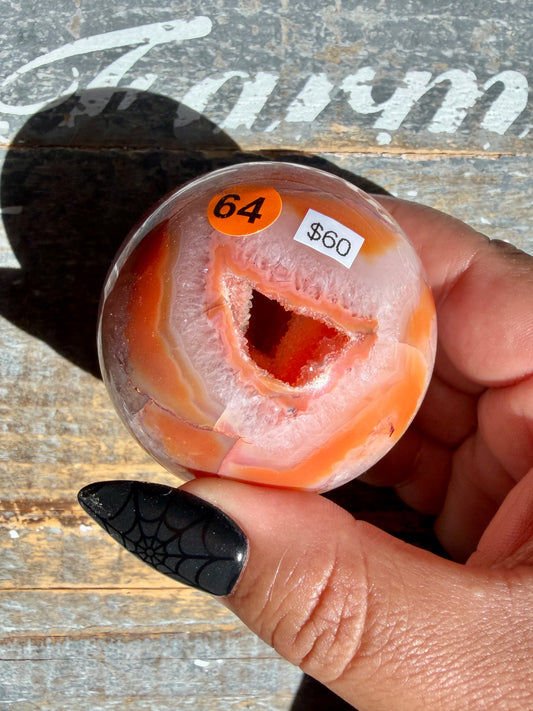 Gorgeous Druzy Carnelian Sphere | Opt 64