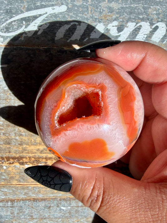 Gorgeous Druzy Carnelian Sphere | Opt 64