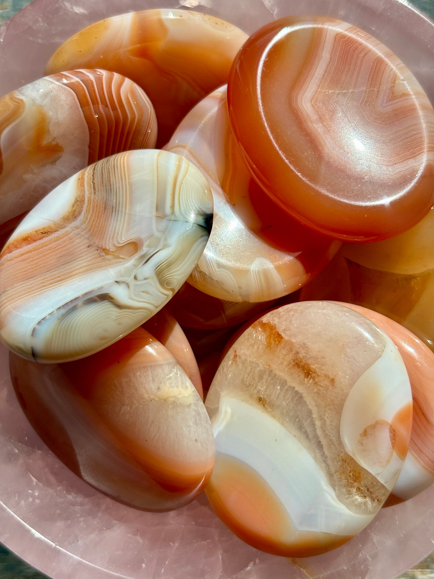 One (1) Gorgeous Banded Carnelian Worry Stones/Flats