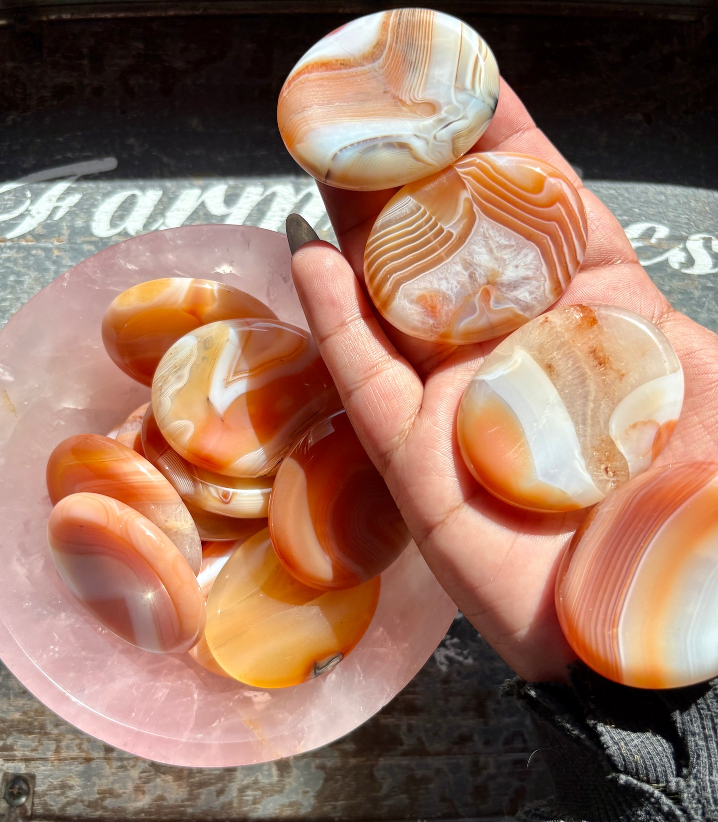 One (1) Gorgeous Banded Carnelian Worry Stones/Flats