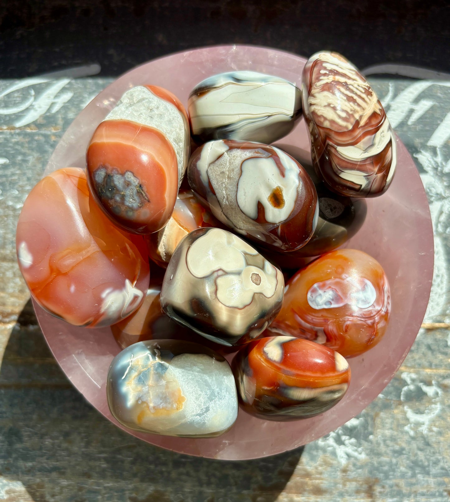 One (1) Gorgeous Unique Orca Agate & Carnelian Large Tumble