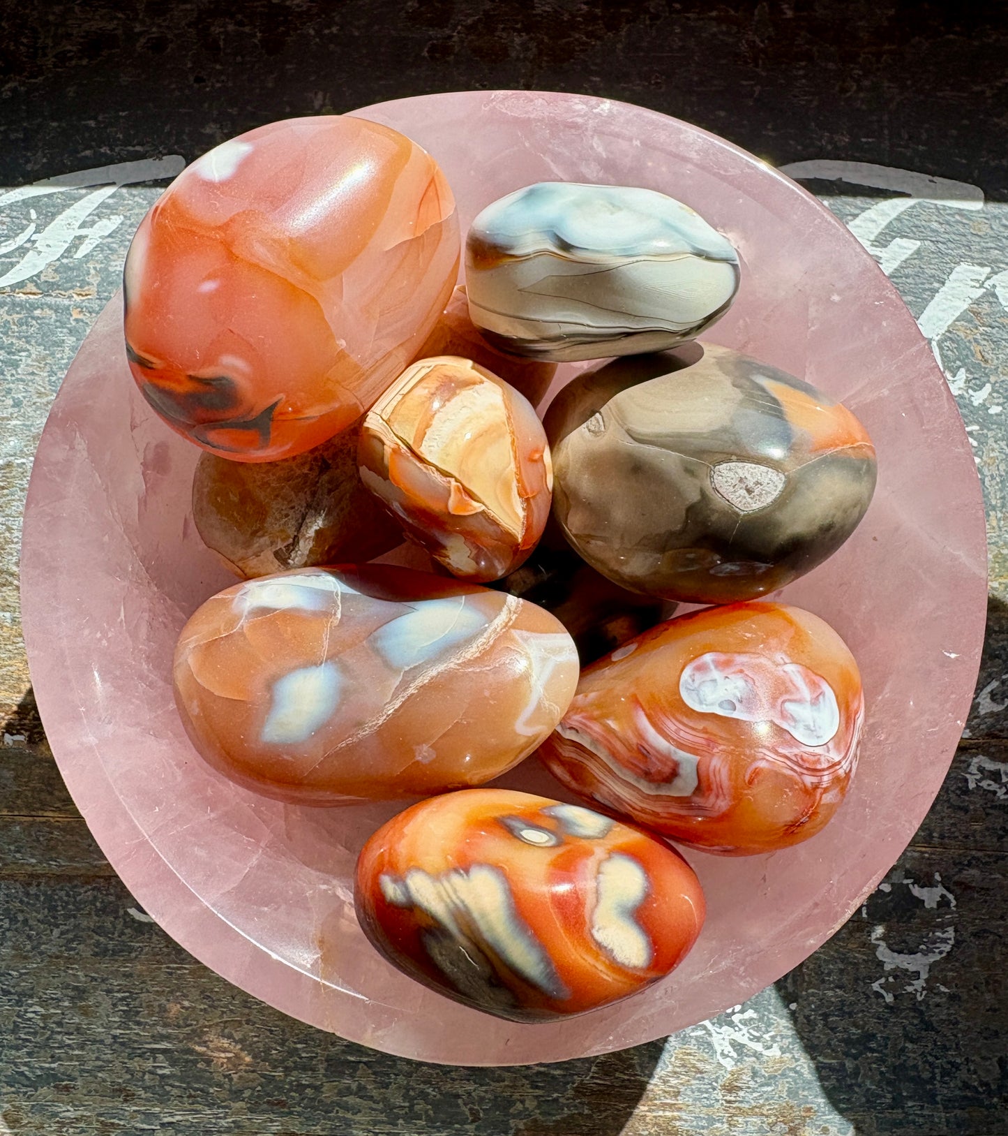 One (1) Gorgeous Unique Orca Agate & Carnelian Large Tumble