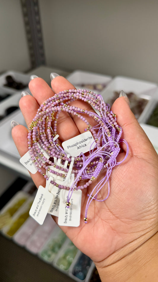 One (1) Adjustable Phosphosiderite Mini Beaded Bracelet | Intuitively Chosen