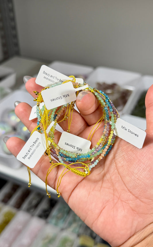 One (1) Adjustable Mixed Material Mini Beaded Bracelet | Intuitively Chosen