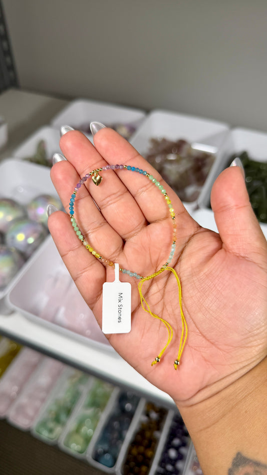 One (1) Adjustable Mixed Material Mini Beaded Bracelet | Intuitively Chosen