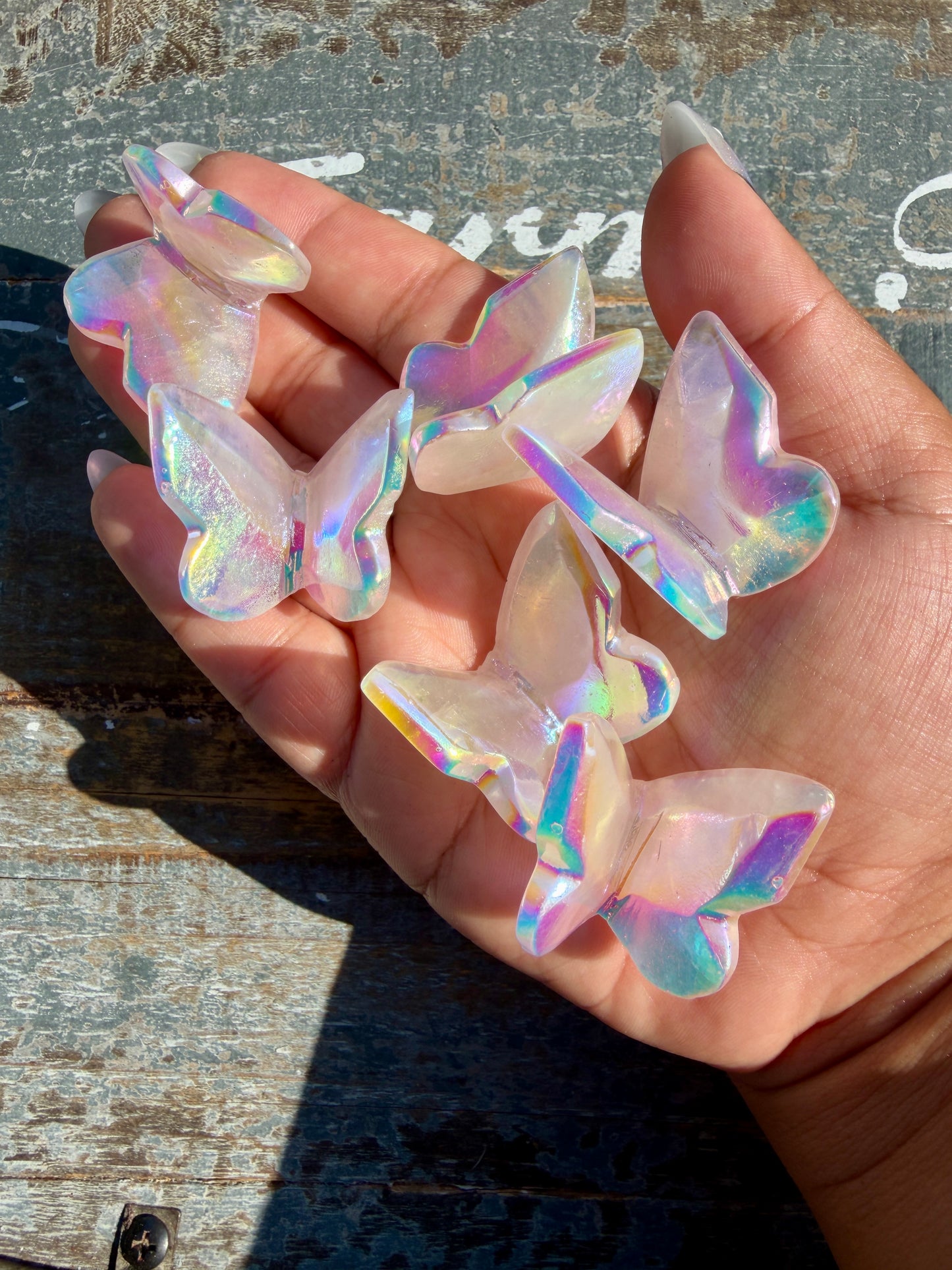 One (1) Aura Rose Quartz Butterfly | Intuitively Chosen