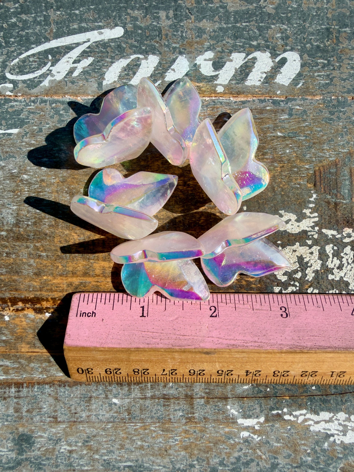 One (1) Aura Rose Quartz Butterfly | Intuitively Chosen