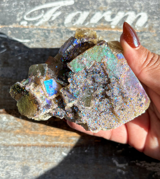 Gorgeous Aura Fluorite Cluster | Opt M