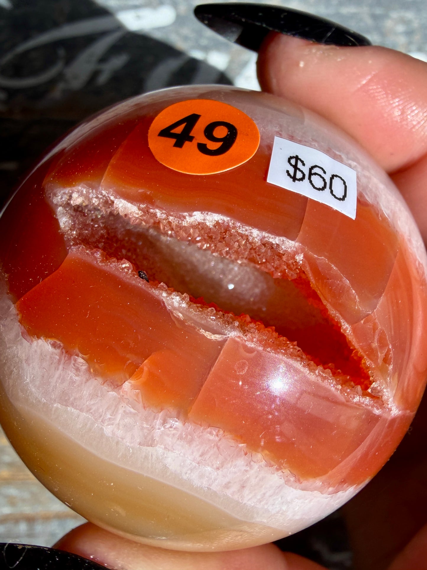 Gorgeous Druzy Carnelian Sphere | Opt 49