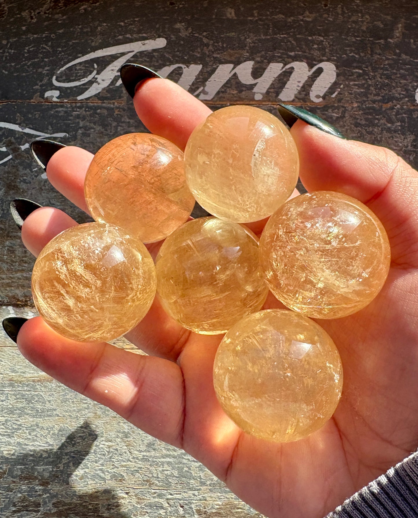 One (1) Gorgeous Honey Calcite Mini Sphere from Mexico, Intuitively Chosen