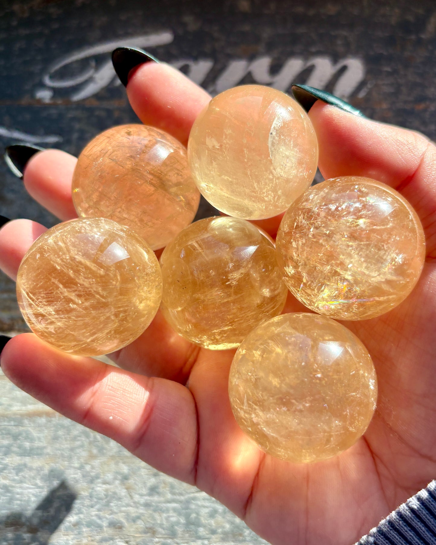 One (1) Gorgeous Honey Calcite Mini Sphere from Mexico, Intuitively Chosen