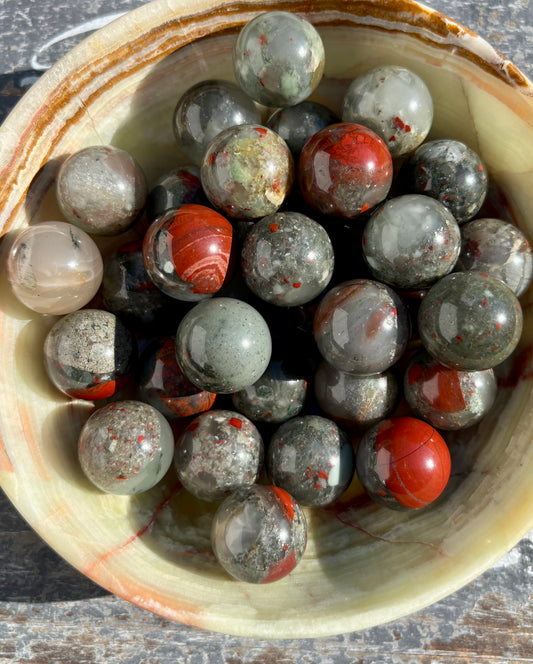 One (1) African Bloodstone Mini Sphere | 22mm