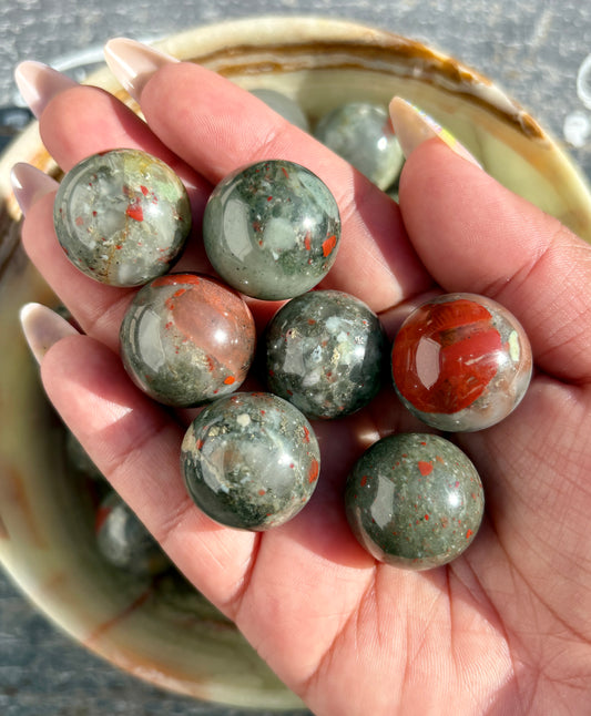One (1) African Bloodstone Mini Sphere | 22mm