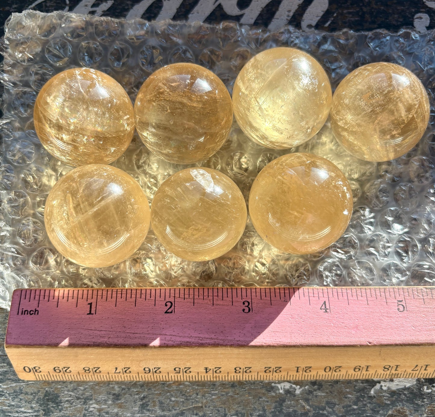 One (1) Gorgeous Honey Calcite Mini Sphere from Mexico, Intuitively Chosen