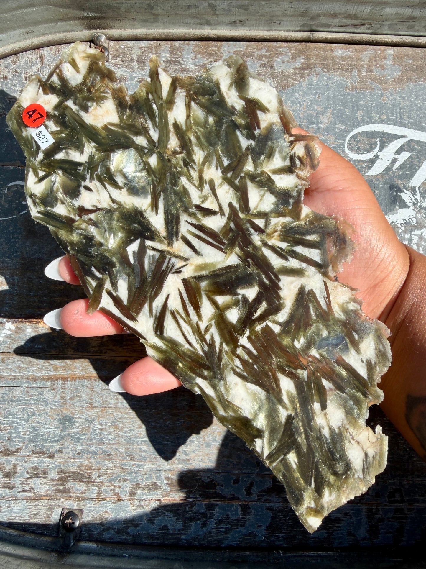 Gorgeous Green Tourmaline with Lepidolite Garnet Slab | Opt 47