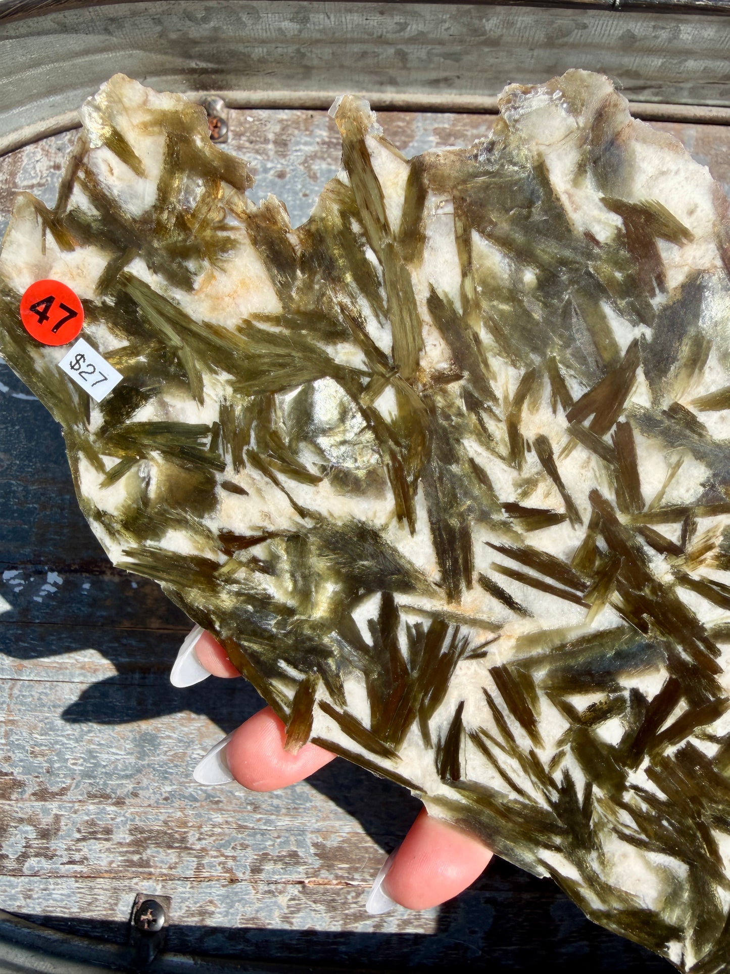 Gorgeous Green Tourmaline with Lepidolite Garnet Slab | Opt 47