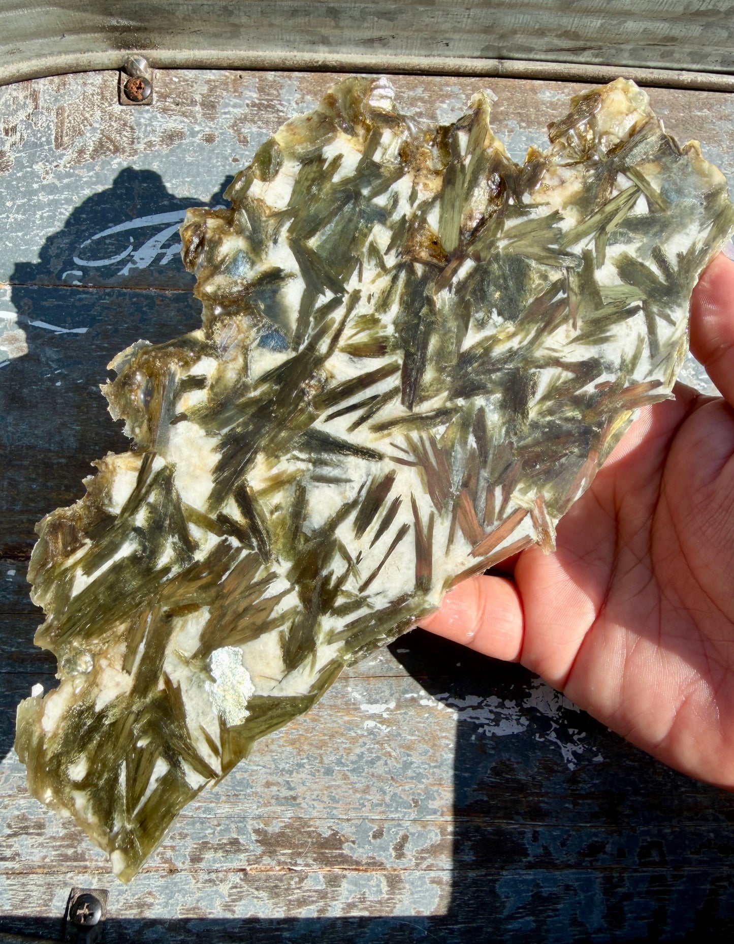 Gorgeous Green Tourmaline with Lepidolite Garnet Slab | Opt 47