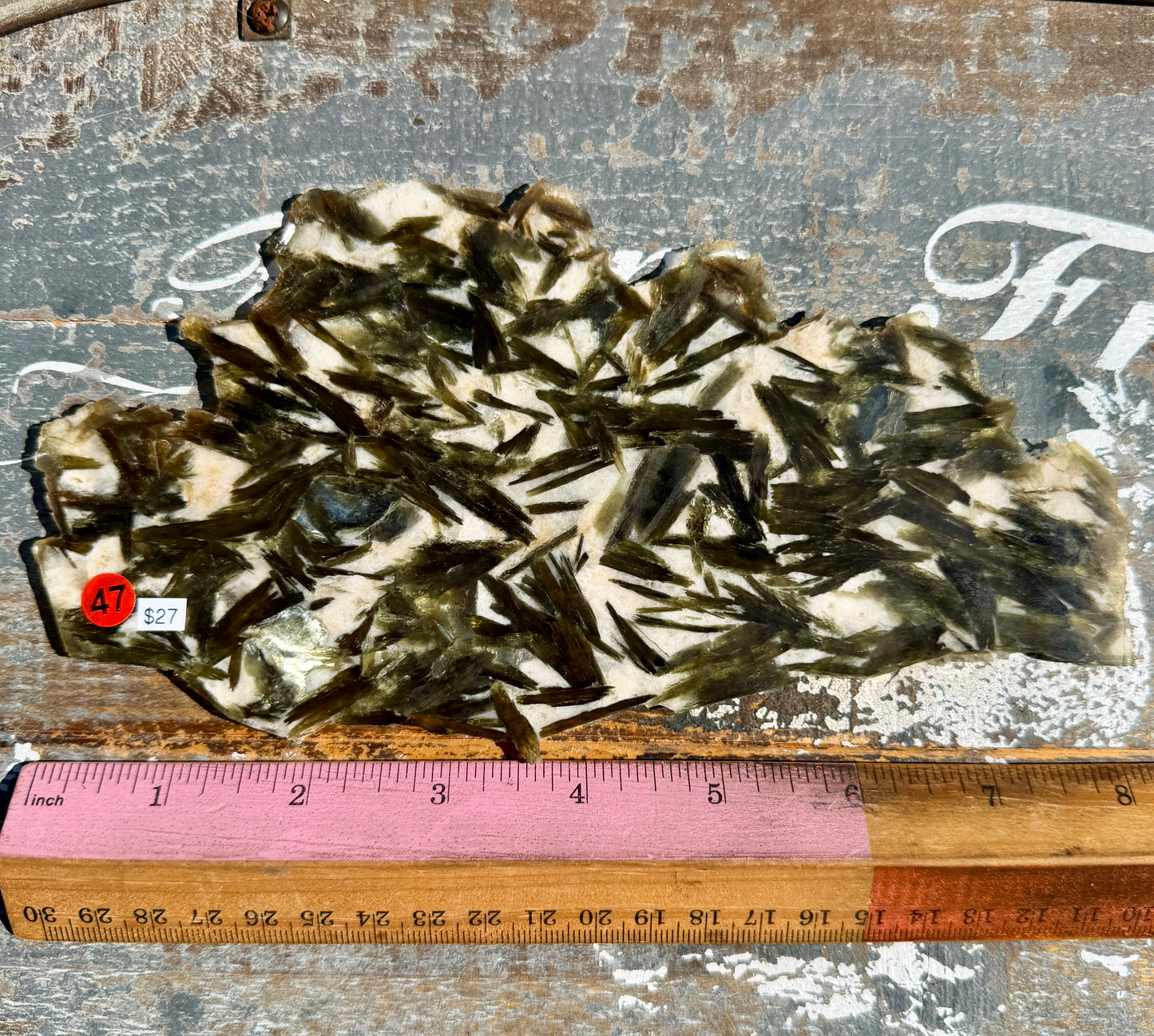 Gorgeous Green Tourmaline with Lepidolite Garnet Slab | Opt 47