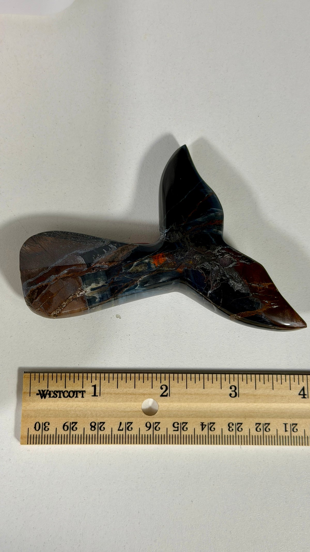 Gorgeous Blue Tigers Eye Whale Tail | Carved in India | Opt 54