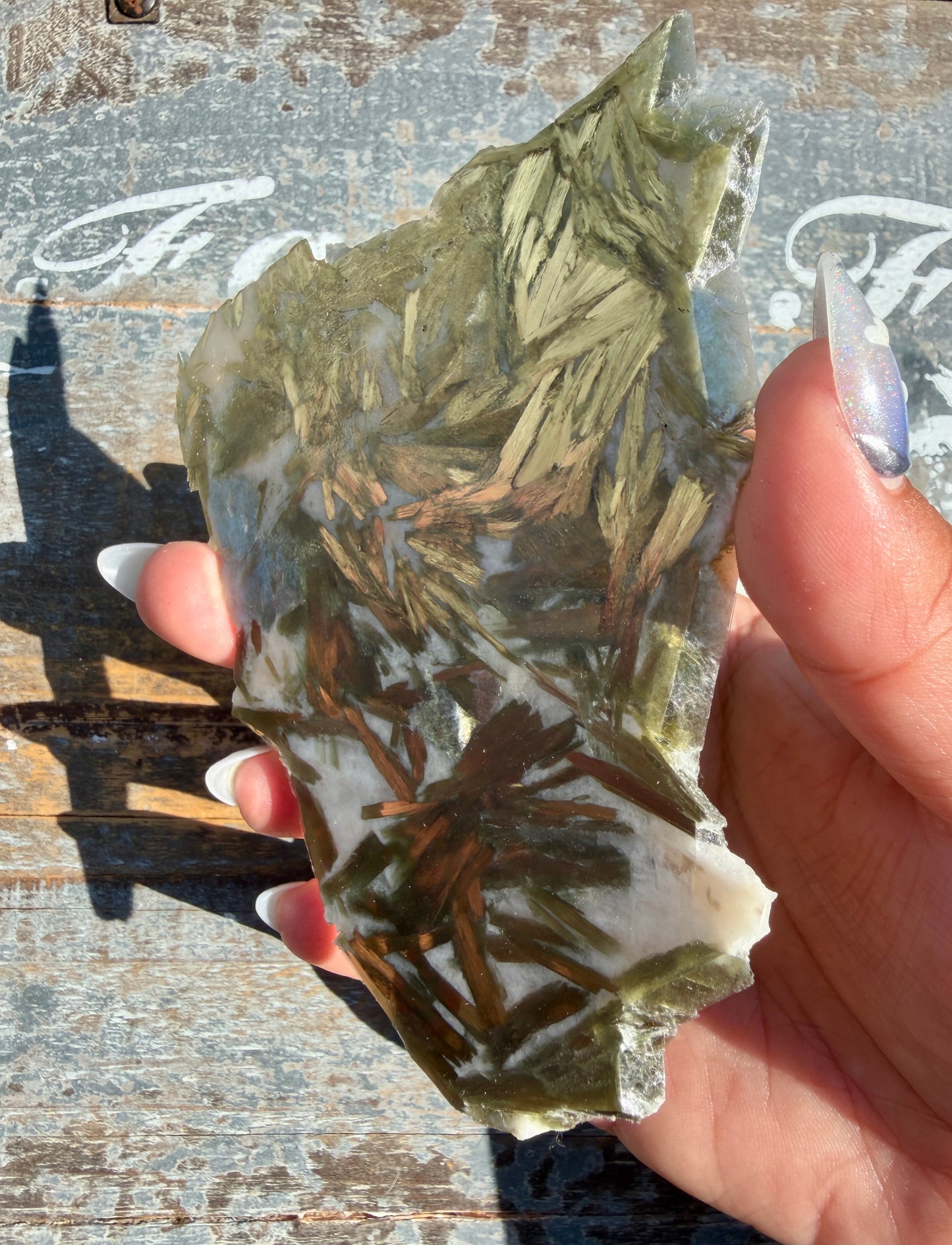 Gorgeous Green Tourmaline with Lepidolite Garnet Slab | Opt 40
