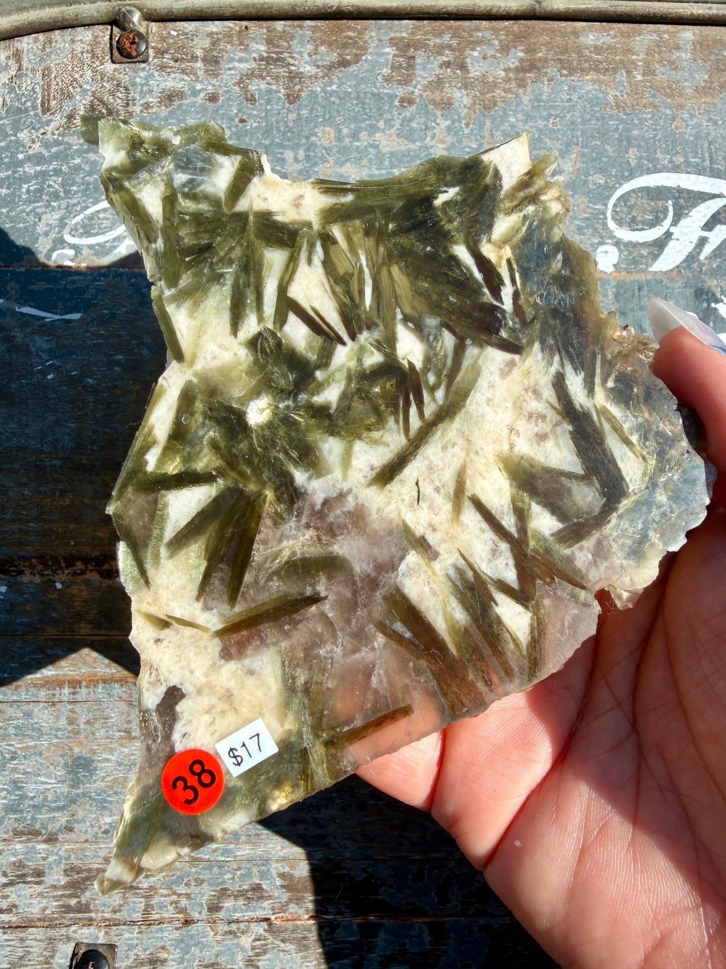 Gorgeous Green Tourmaline with Lepidolite Garnet Slab | Opt 38