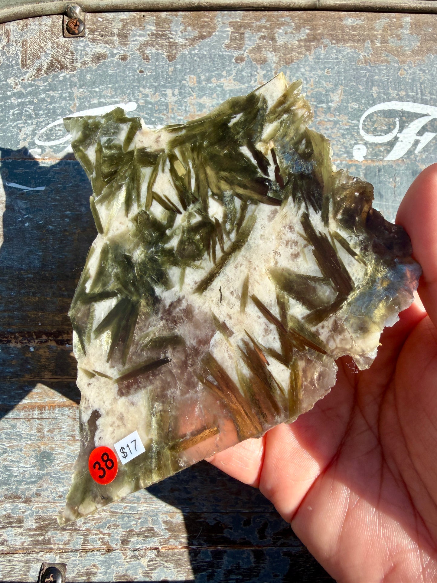 Gorgeous Green Tourmaline with Lepidolite Garnet Slab | Opt 38