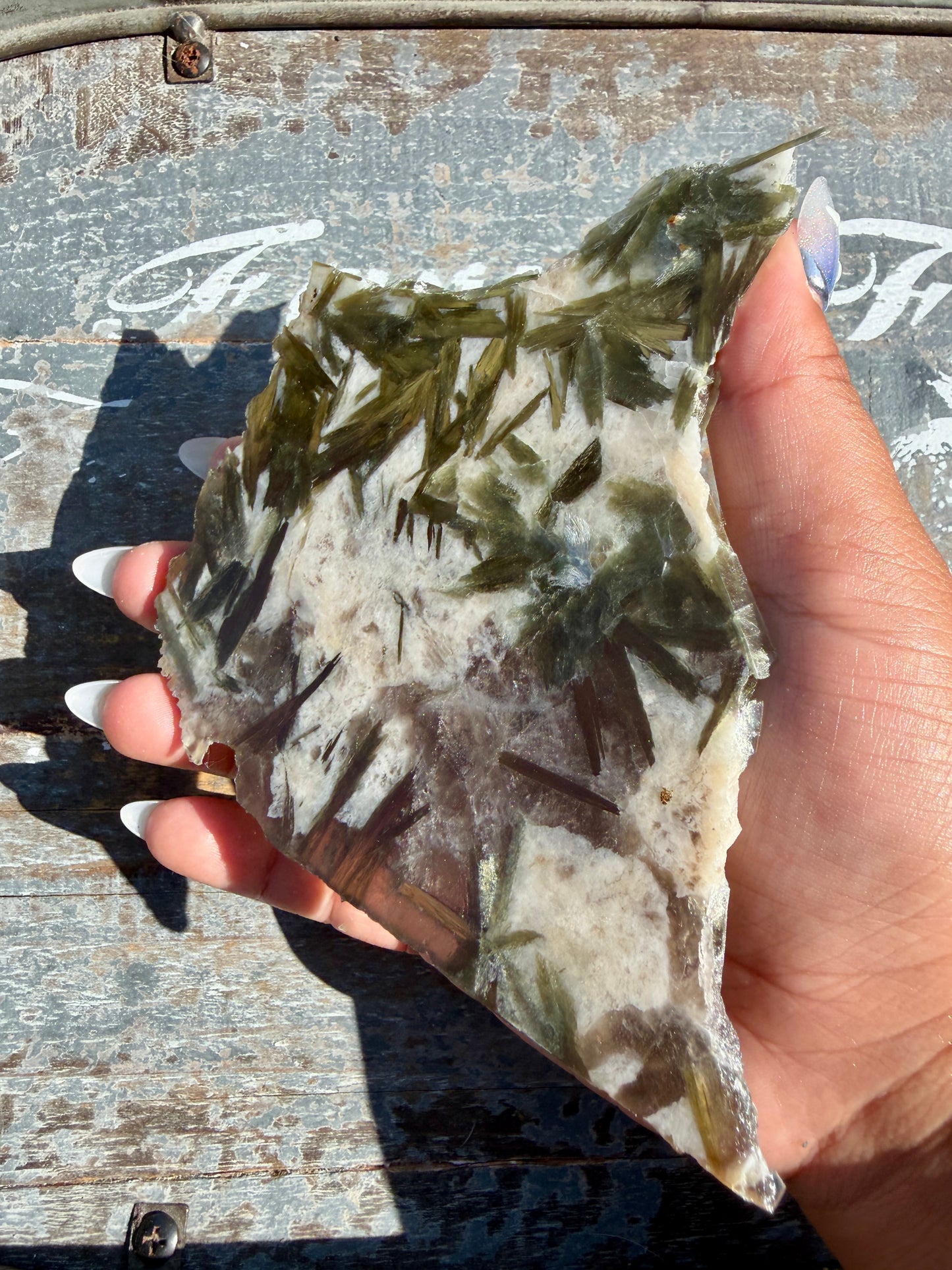 Gorgeous Green Tourmaline with Lepidolite Garnet Slab | Opt 38