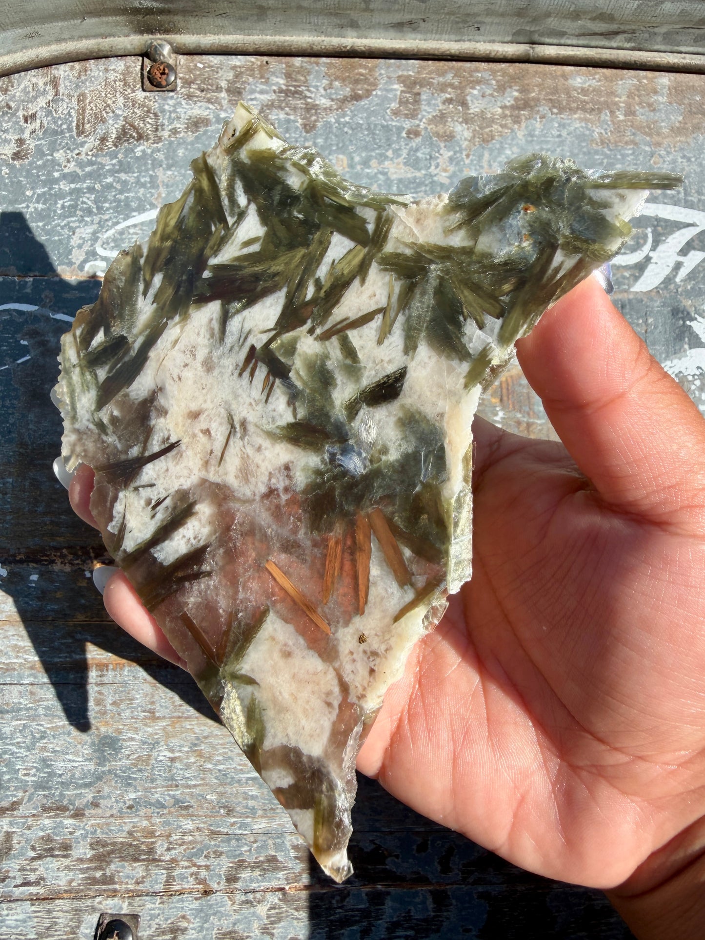 Gorgeous Green Tourmaline with Lepidolite Garnet Slab | Opt 38