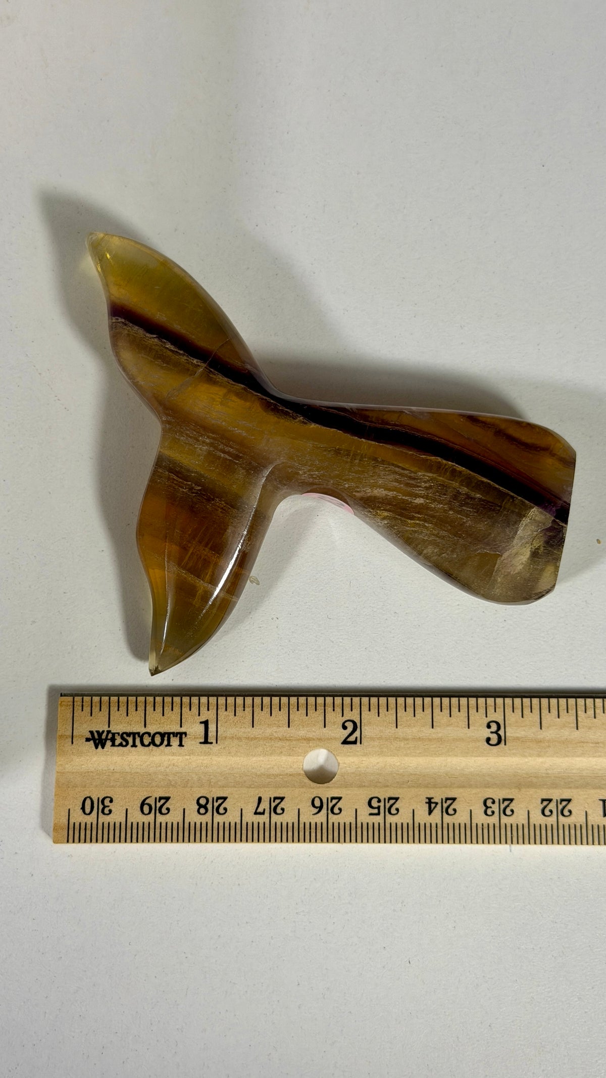 Gorgeous Yellow/Purple Fluorite Whale Tail | Carved in India | Opt 63