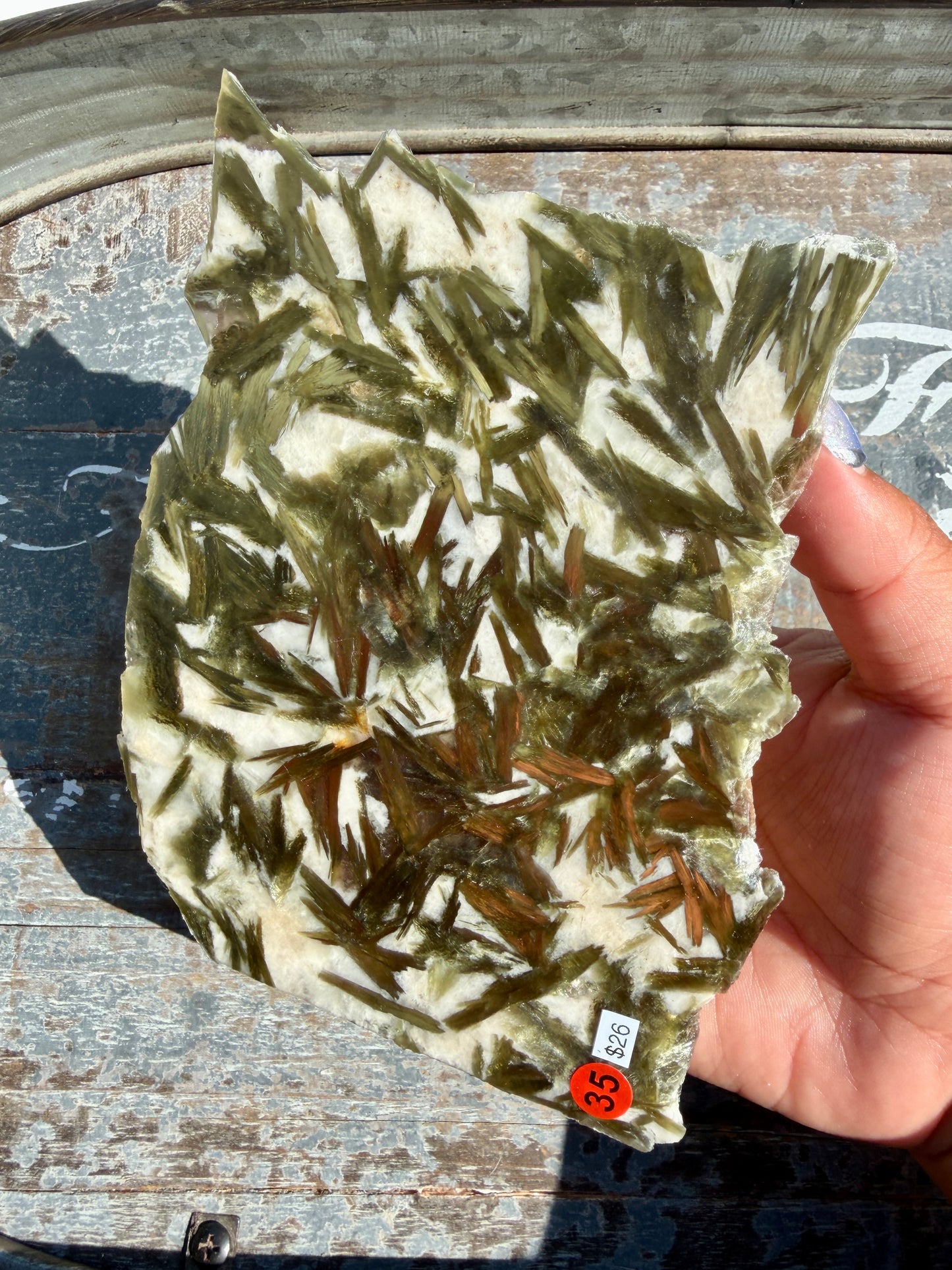 Gorgeous Green Tourmaline with Lepidolite Garnet Slab | Opt 35