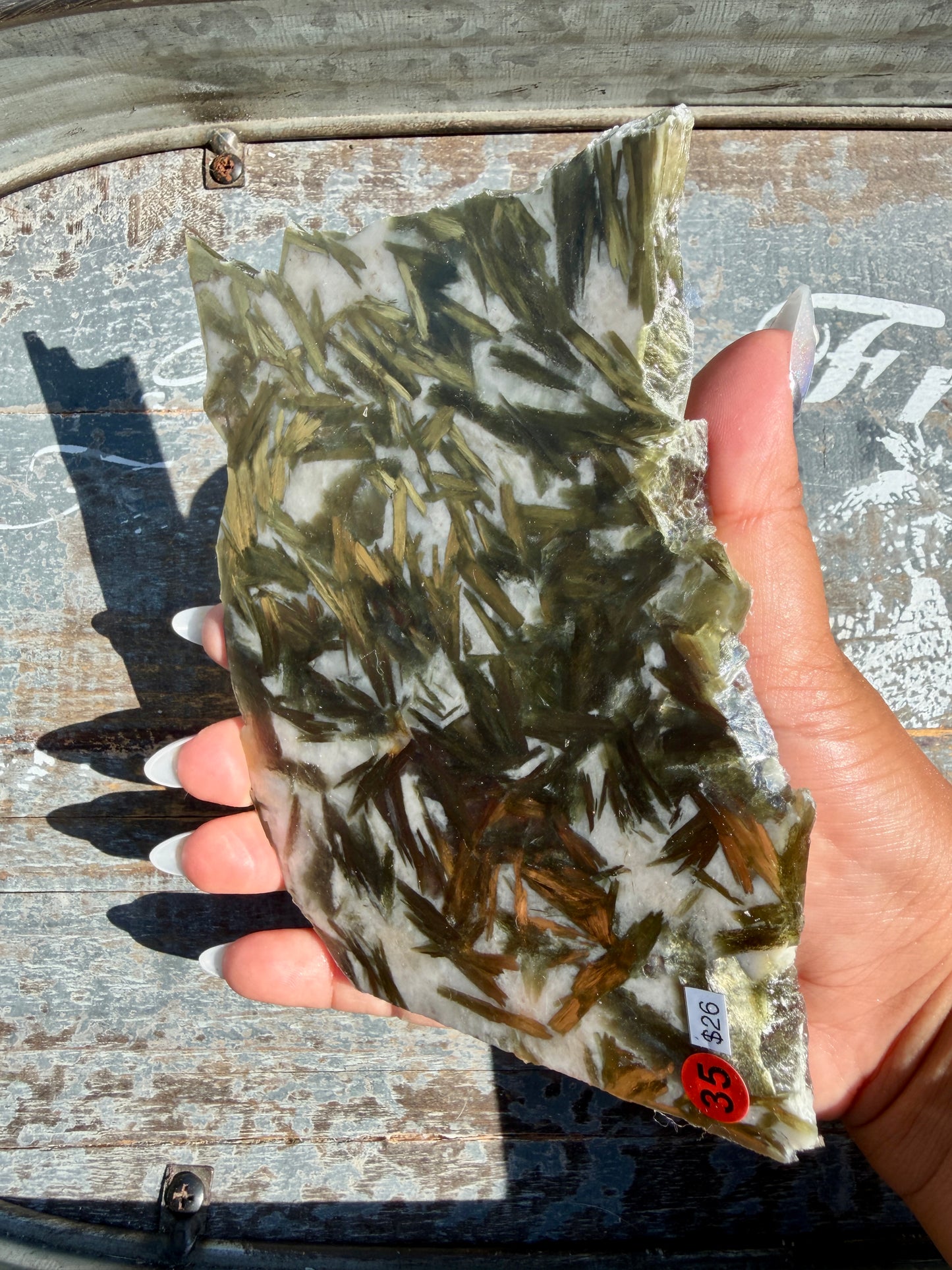 Gorgeous Green Tourmaline with Lepidolite Garnet Slab | Opt 35