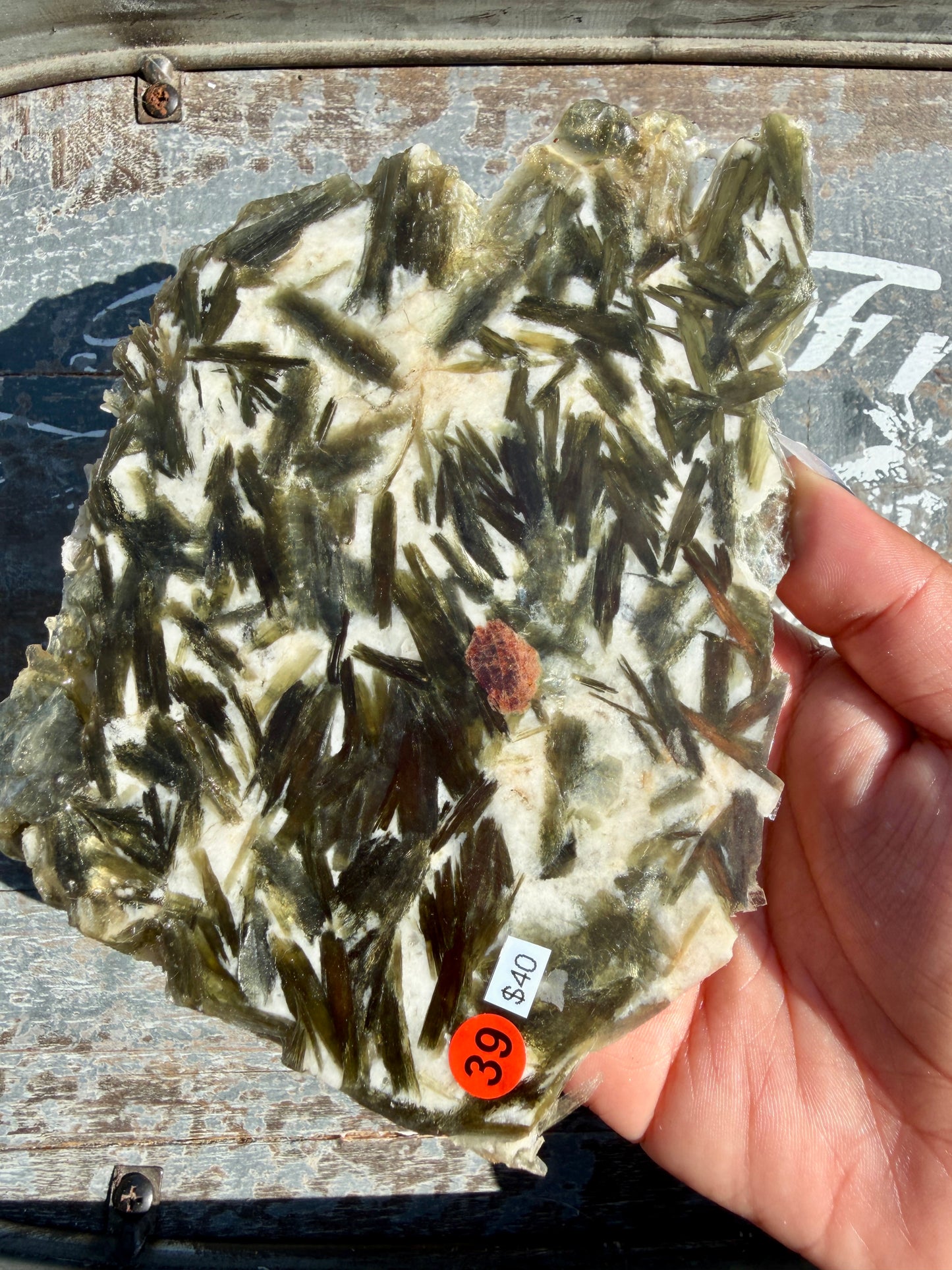 Gorgeous Green Tourmaline with Lepidolite Garnet Slab | Opt 39