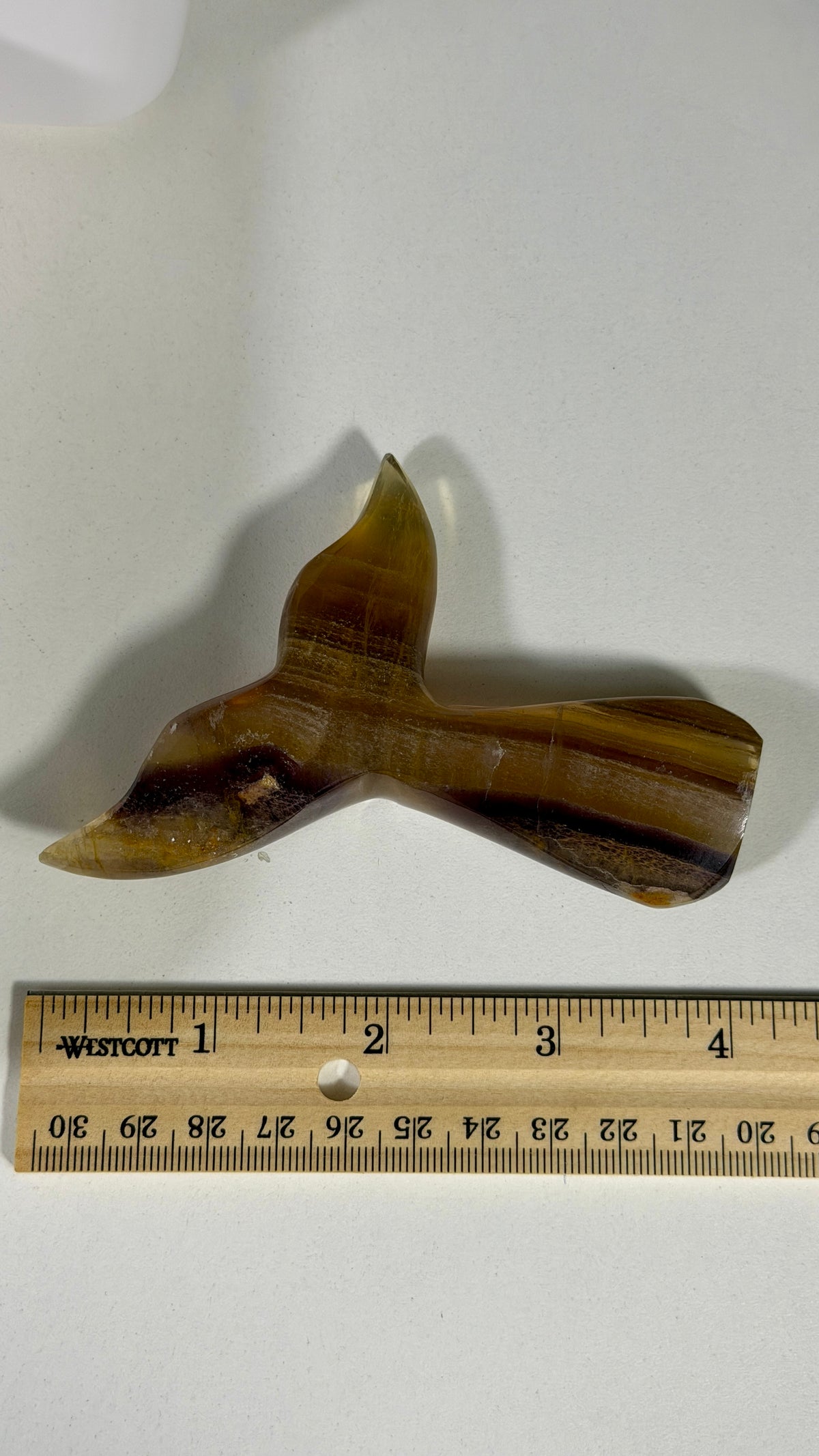 Gorgeous Yellow/Purple Fluorite Whale Tail | Carved in India | Opt 65