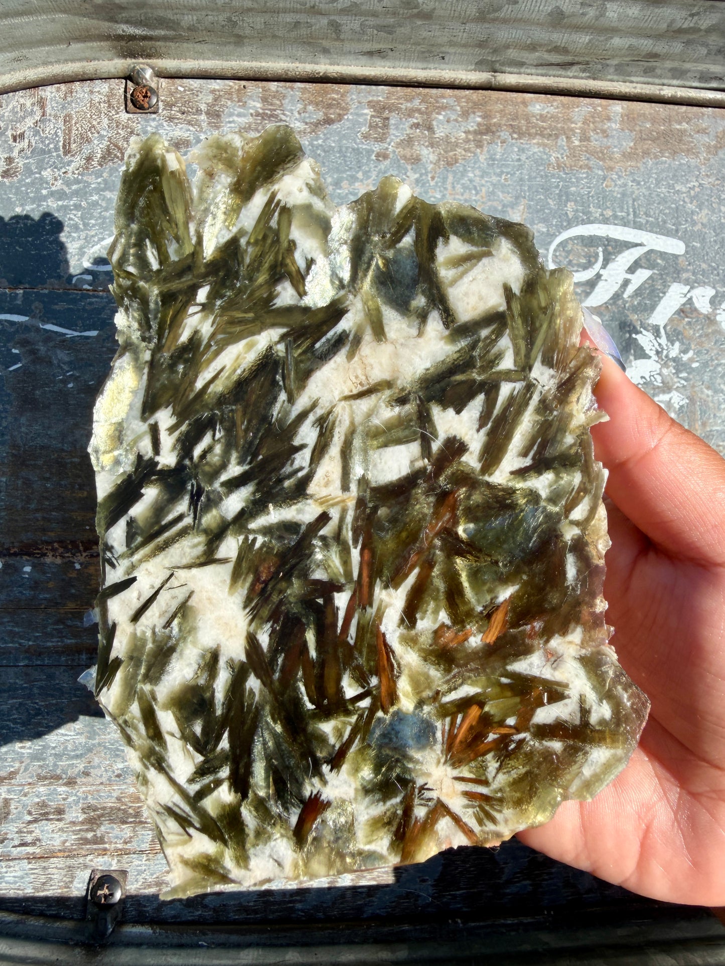 Gorgeous Green Tourmaline with Lepidolite Garnet Slab | Opt 39