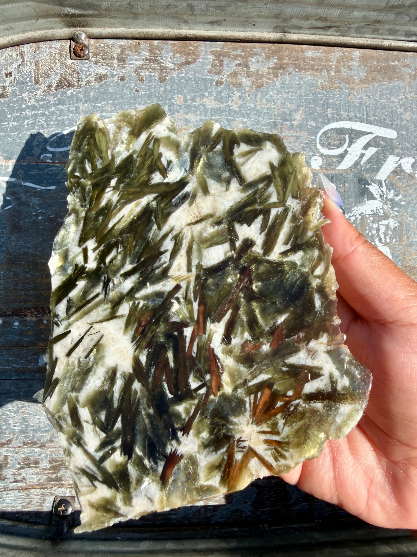 Gorgeous Green Tourmaline with Lepidolite Garnet Slab | Opt 39