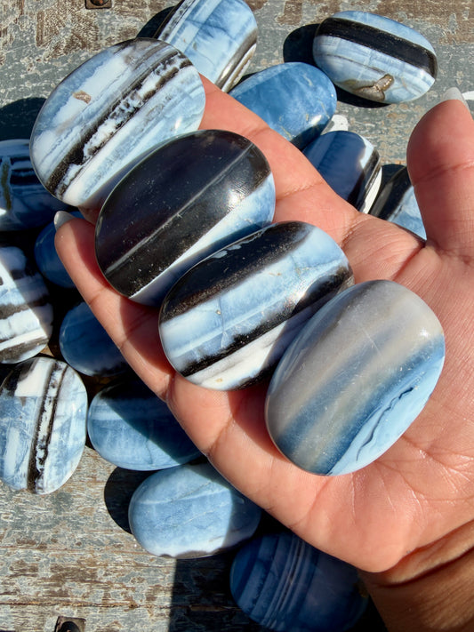 One (1) Blue Opal Palm Stone | Intuitively Chosen