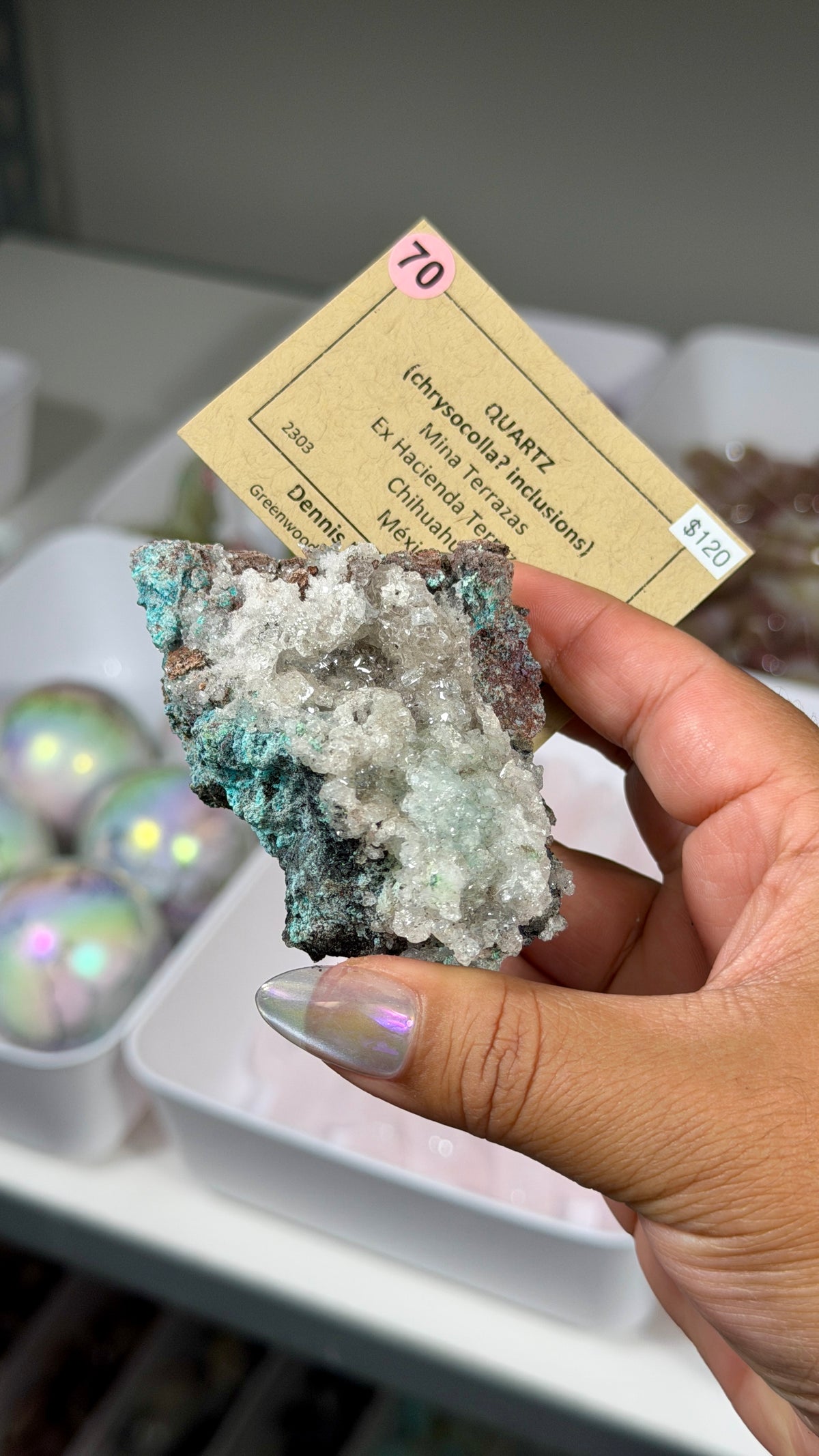 Gorgeous Quartz w/ Chrysocolla Specimen | Mexico | Opt 70
