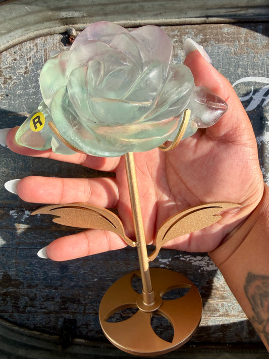 Gorgeous Rainbow Fluorite Flower on Stand | Opt R