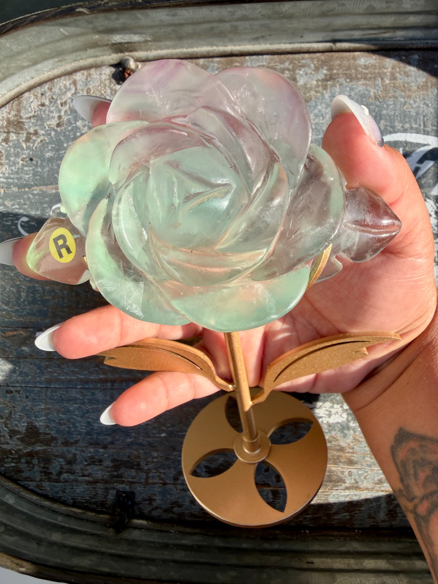 Gorgeous Rainbow Fluorite Flower on Stand | Opt R
