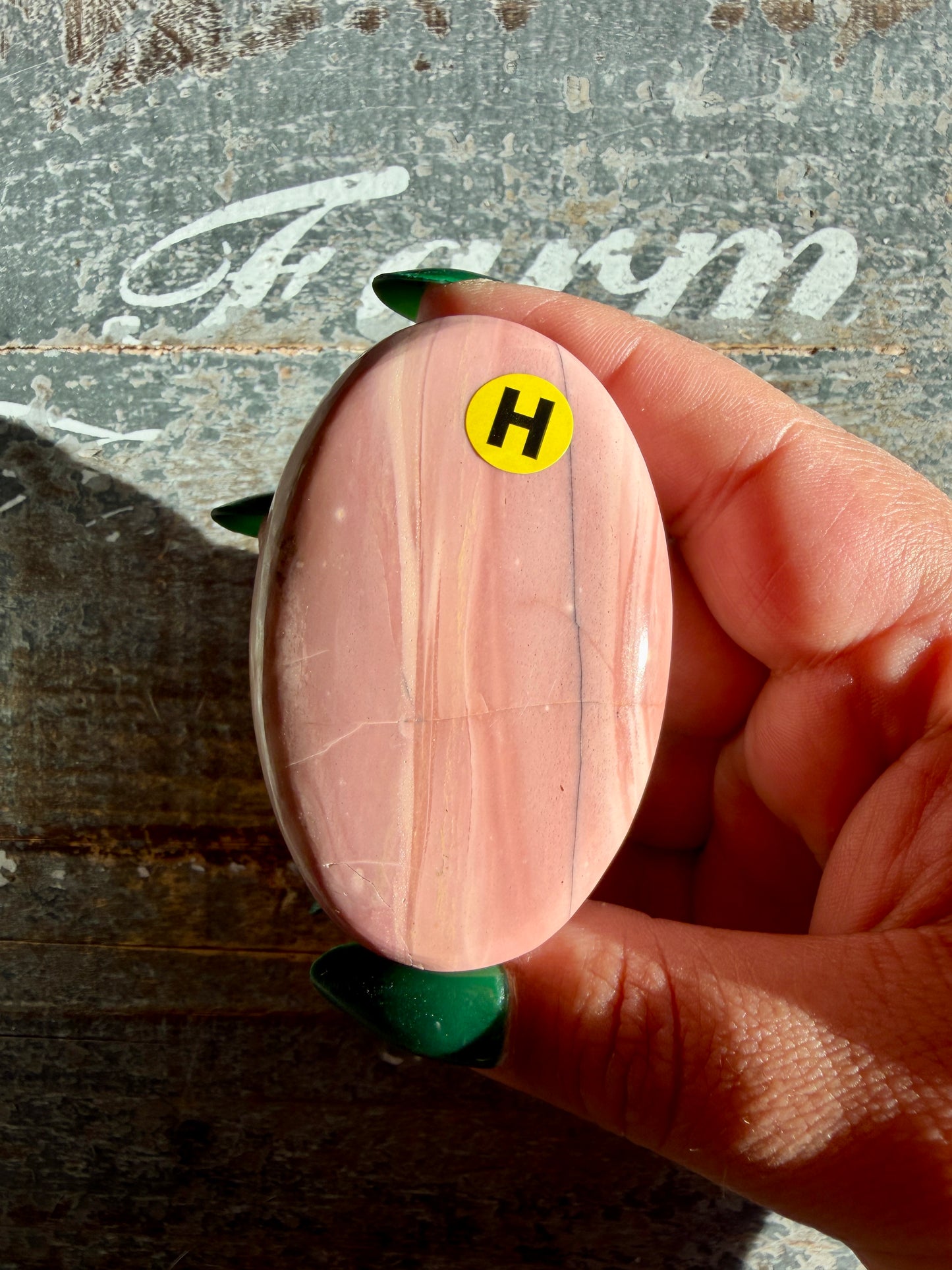 Gorgeous Pink Opal Palm Stone from Australia | Opt H