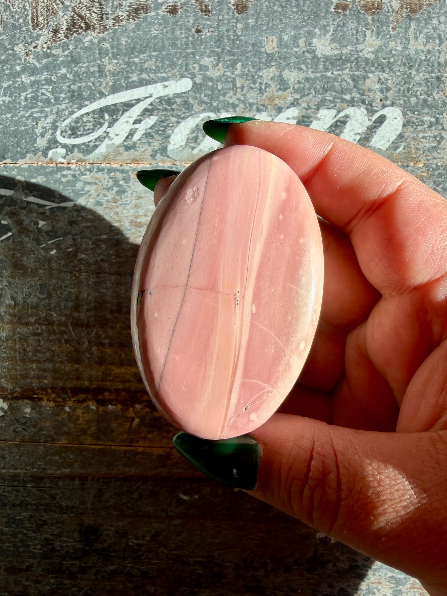 Gorgeous Pink Opal Palm Stone from Australia | Opt H