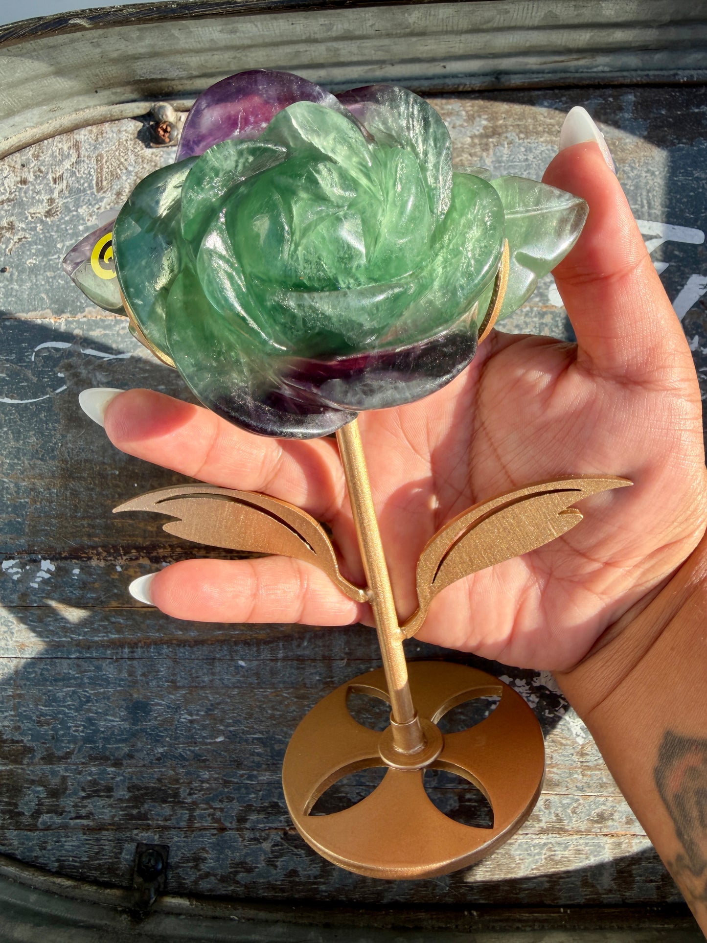 Gorgeous Rainbow Fluorite Flower on Stand | Opt Q