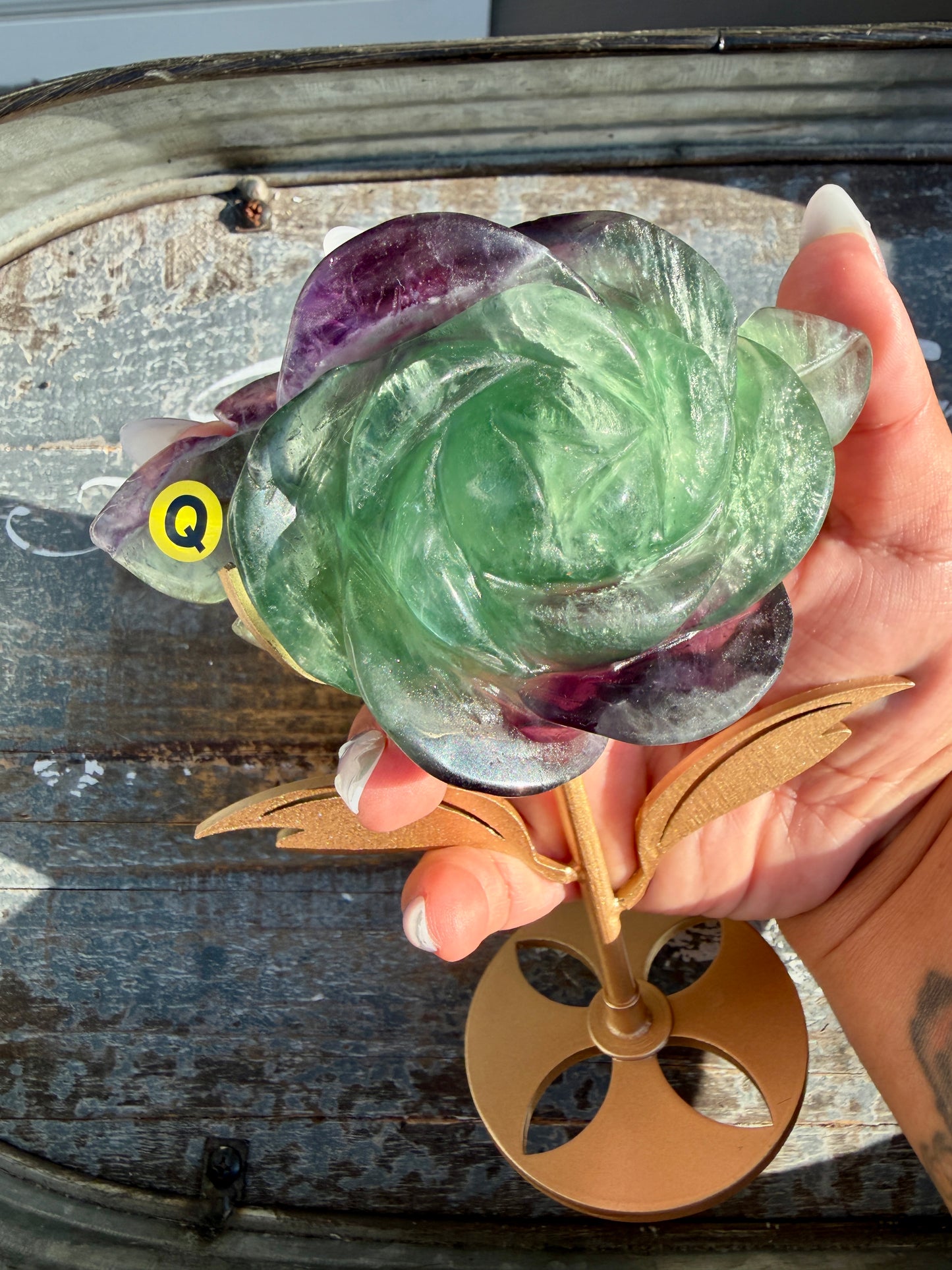 Gorgeous Rainbow Fluorite Flower on Stand | Opt Q
