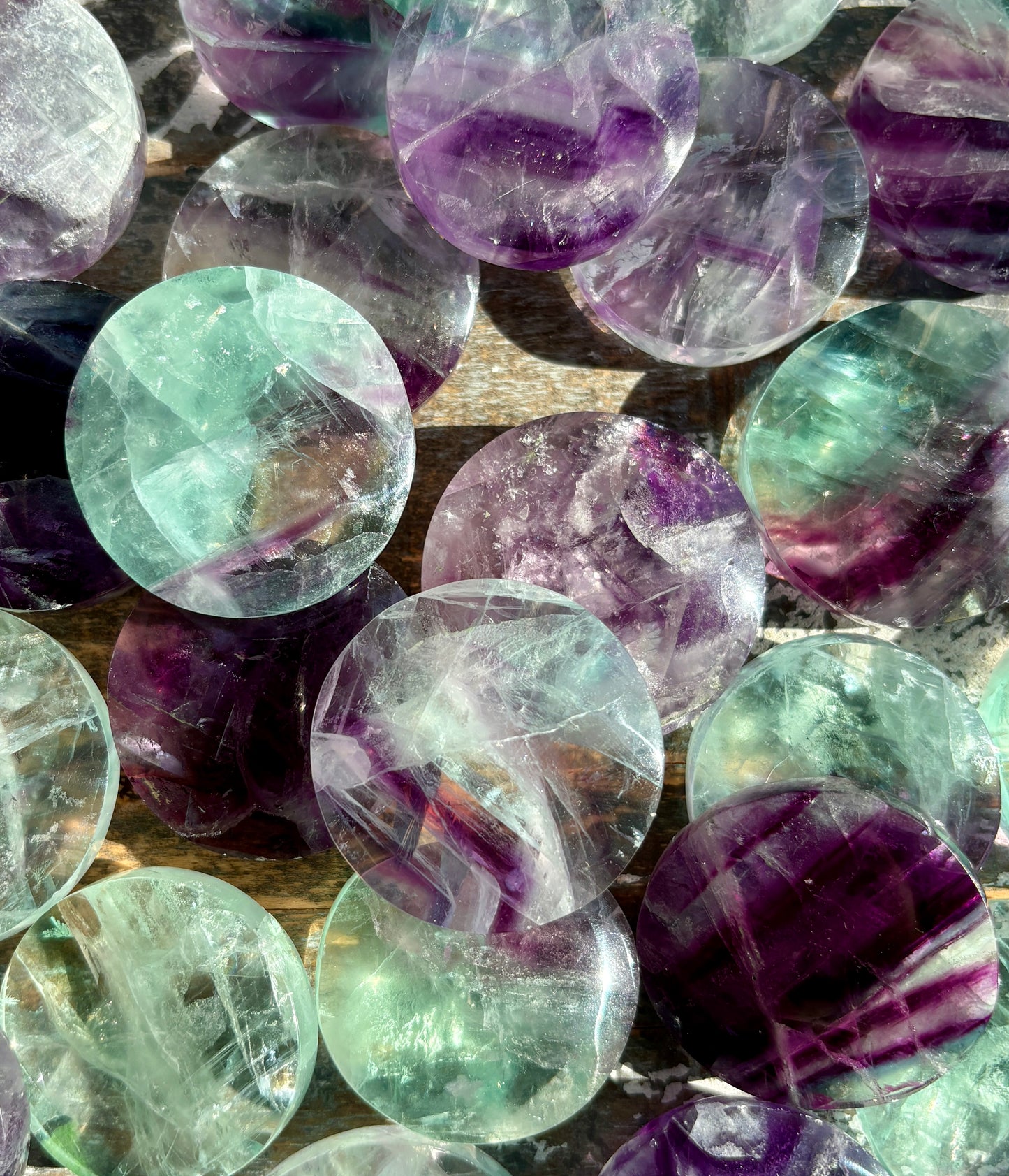 One (1) Gorgeous High Quality Rainbow Fluorite Medallion | 1.5" range | Intuitively Chosen