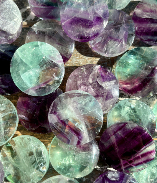 One (1) Gorgeous High Quality Rainbow Fluorite Medallion | 1.5" range | Intuitively Chosen