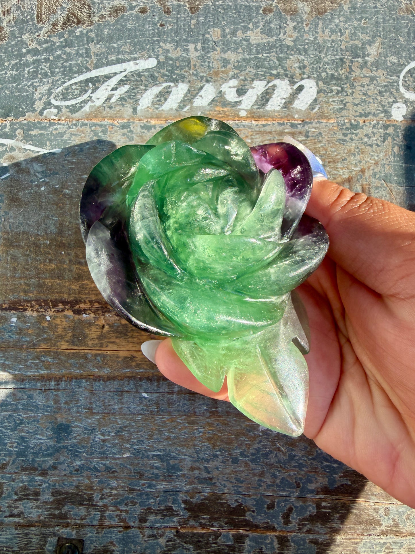 Gorgeous Rainbow Fluorite Flower on Stand | Opt Q